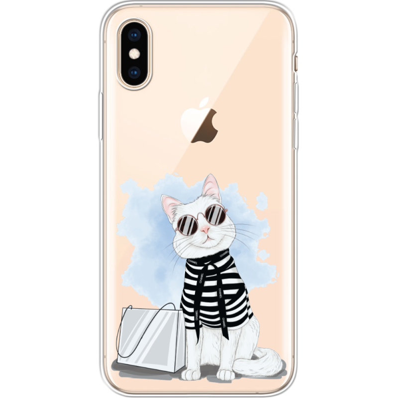 Прозрачный чехол Uprint Apple iPhone XS Cat Style