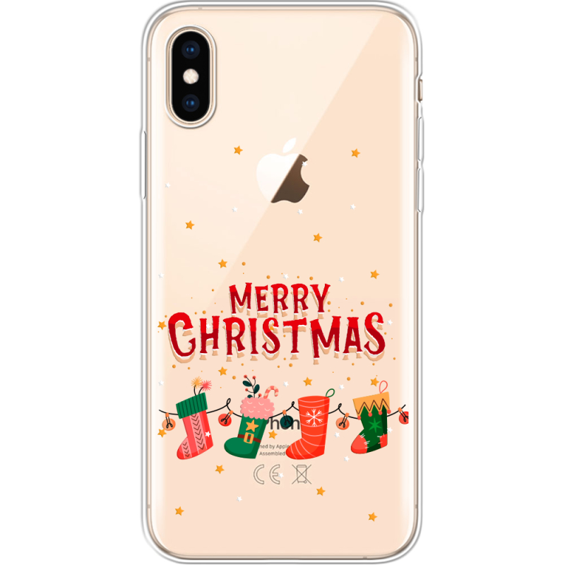 Прозрачный чехол Uprint Apple iPhone XS Merry Christmas
