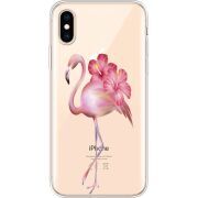 Прозрачный чехол Uprint Apple iPhone XS Floral Flamingo