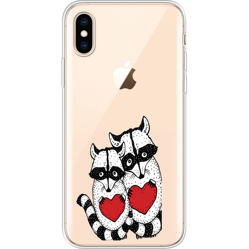 Прозрачный чехол Uprint Apple iPhone XS Raccoons in love