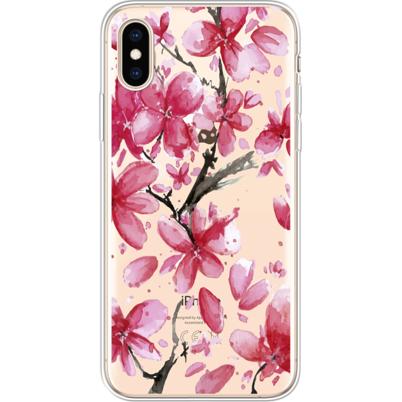 Прозрачный чехол Uprint Apple iPhone XS Pink Magnolia
