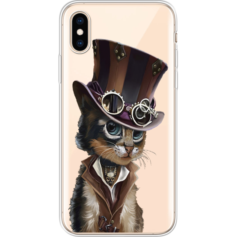 Прозрачный чехол Uprint Apple iPhone XS Steampunk Cat