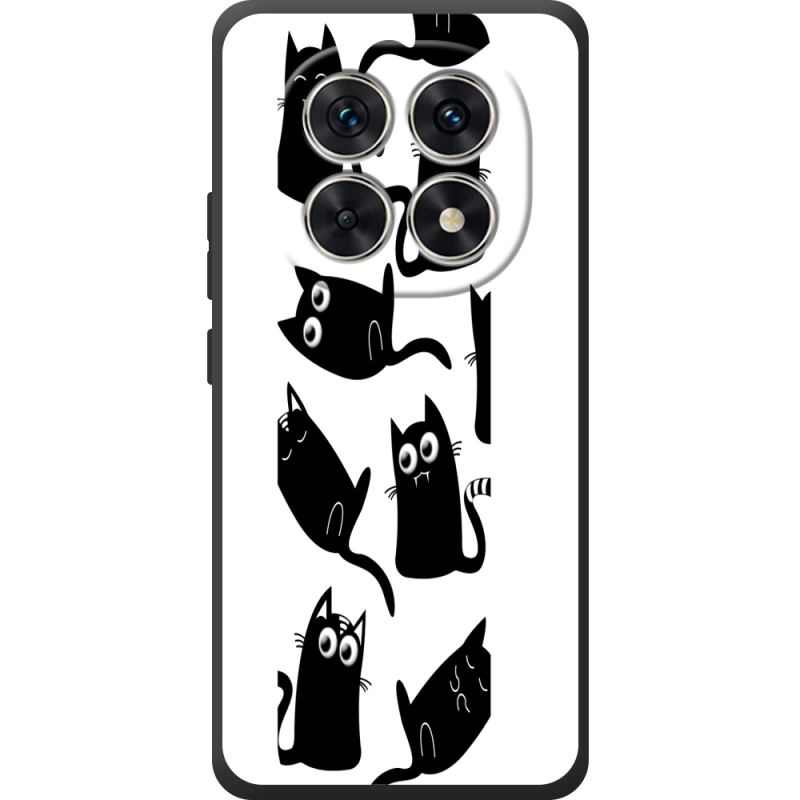 Прозорий чохол BoxFace Poco M8 с 3D-глазками Black Kitty