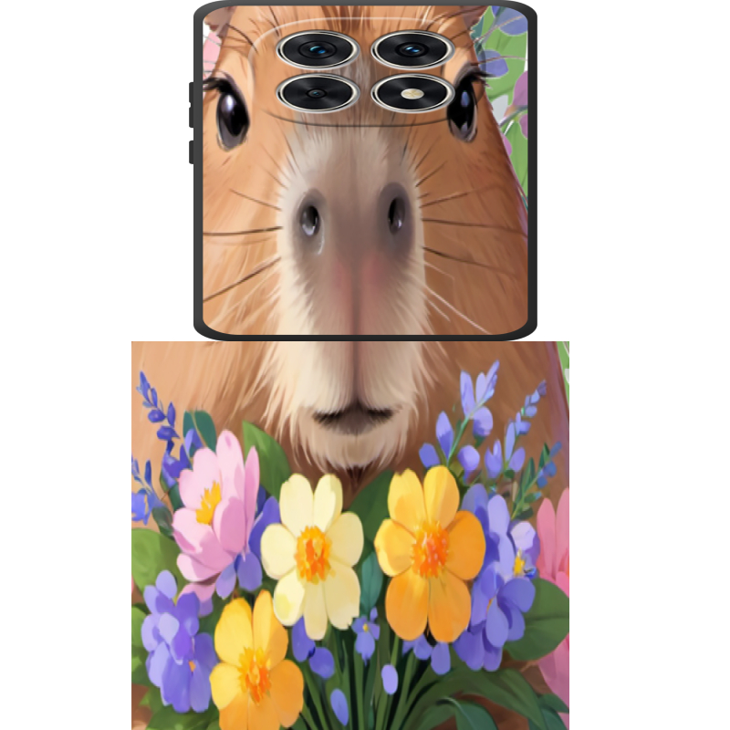 Прозорий чохол BoxFace Poco M8 Капибара з квітами