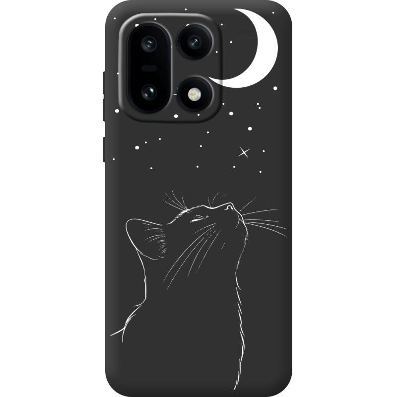 Чорний чохол BoxFace OnePlus 15 Місячний кіт