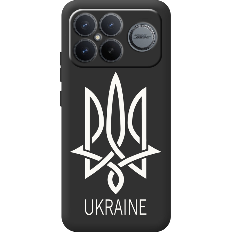 Чорний чохол BoxFace Poco F8 Pro Ultra Тризуб монограмма ukraine