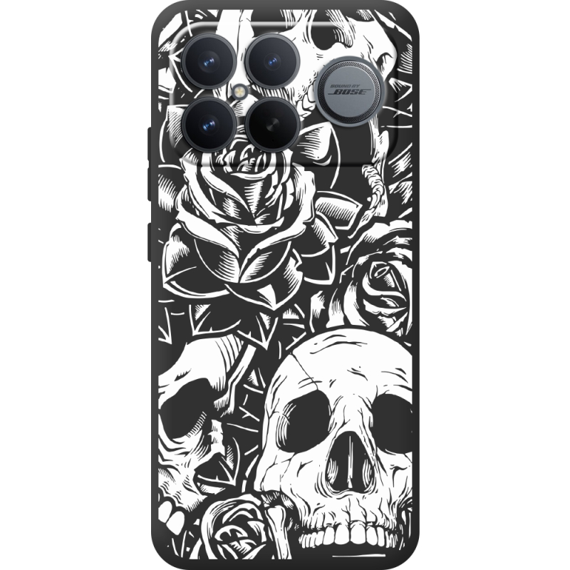 Чорний чохол BoxFace Poco F8 Pro Ultra Skull and Roses