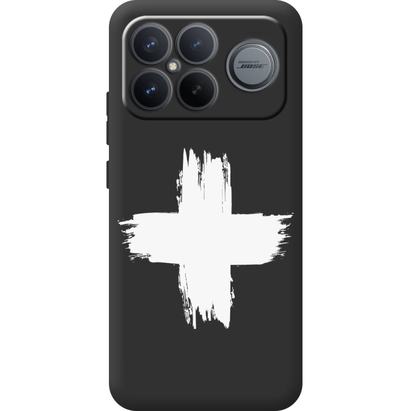 Чорний чохол BoxFace Poco F8 Pro Ultra Білий хрест ЗСУ
