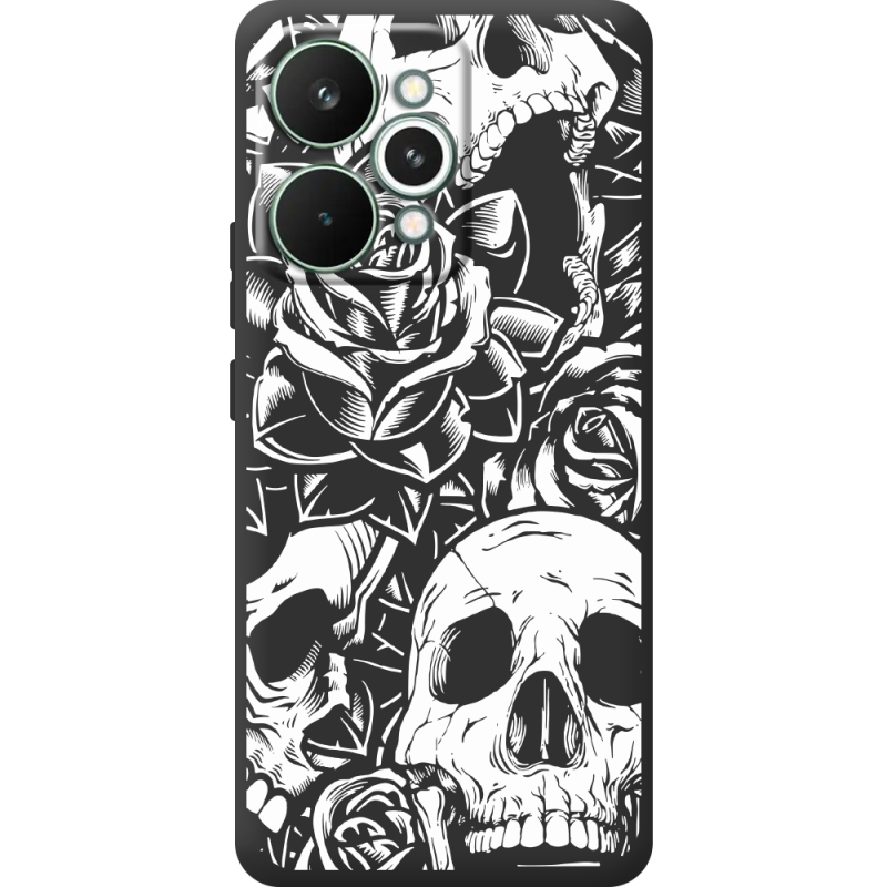 Чорний чохол BoxFace Realme 15 Pro Skull and Roses