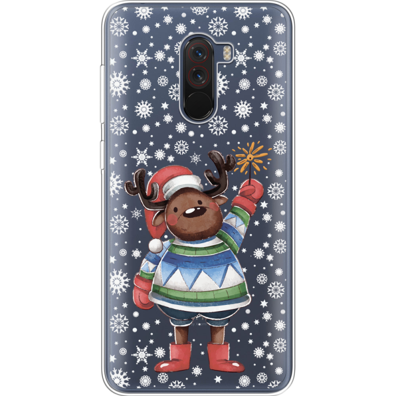 Прозрачный чехол Uprint Xiaomi Pocophone F1 Christmas Deer with Snow