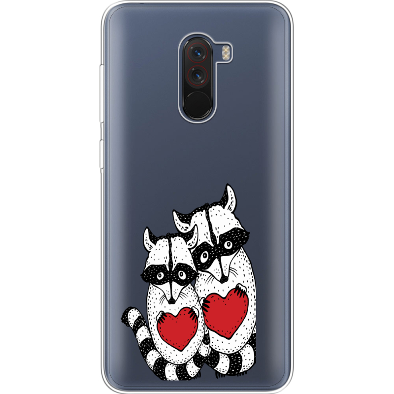 Прозрачный чехол Uprint Xiaomi Pocophone F1 Raccoons in love