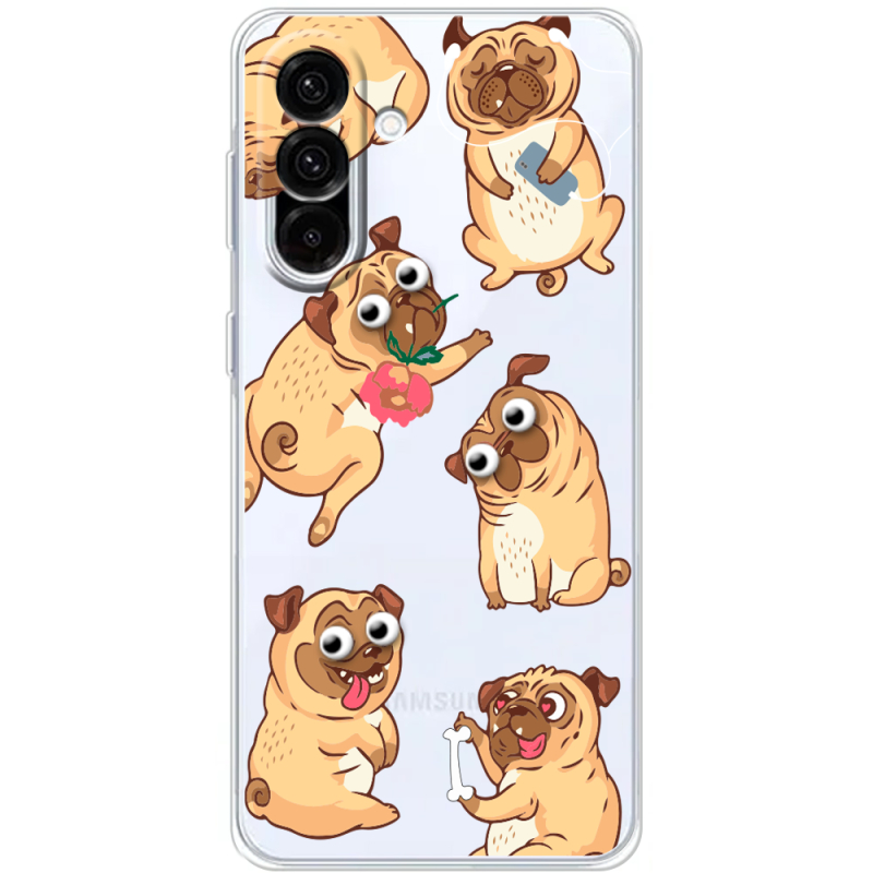 Прозорий чохол BoxFace Samsung Galaxy A37 5G (A376) с 3D-глазками Pug