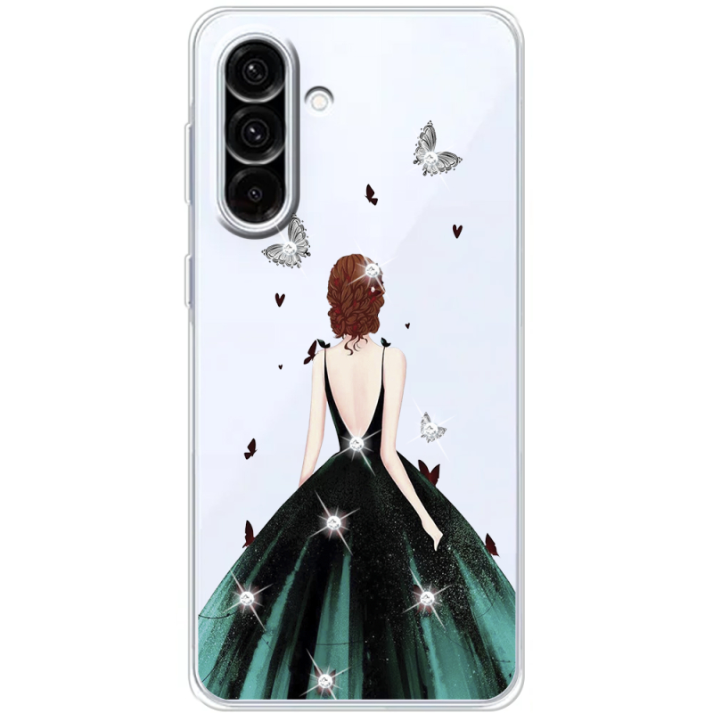 Чохол зі стразами Samsung Galaxy A37 5G (A376) Girl in the green dress