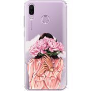 Прозрачный чехол Uprint Honor Play Девушка с Пионами