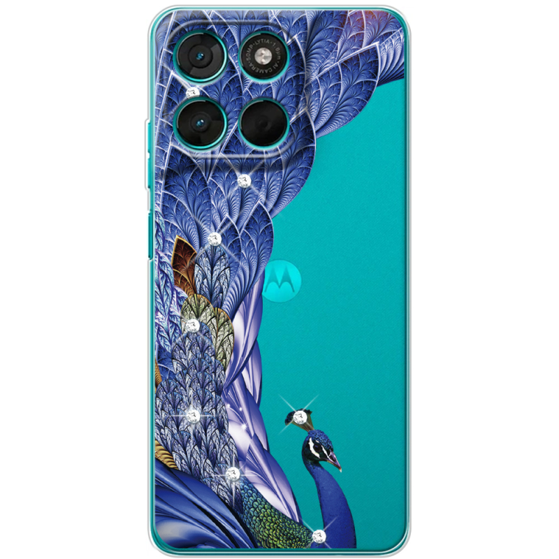 Чохол зі стразами Moto G57 Power Peafowl