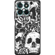 Чорний чохол BoxFace Moto G57 Power Skull and Roses