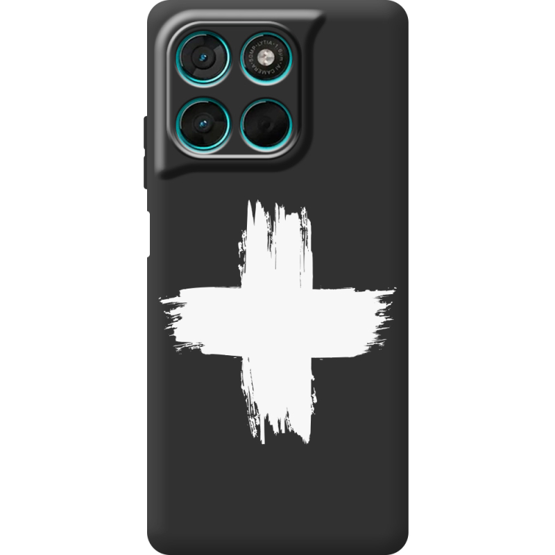 Чорний чохол BoxFace Moto G86 Power Білий хрест ЗСУ