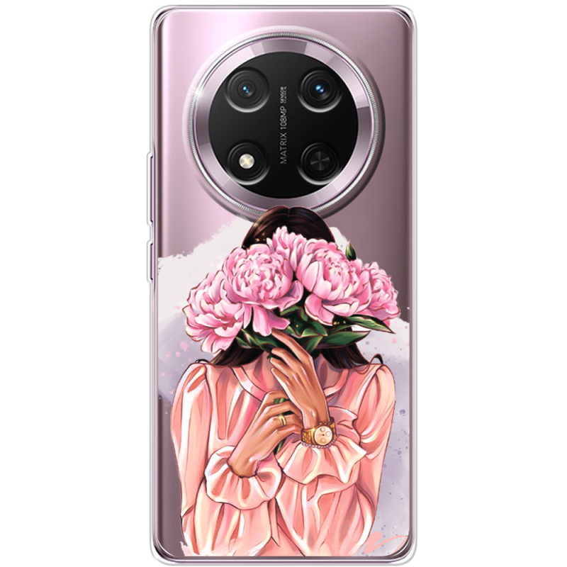 Прозорий чохол BoxFace Honor X9c Девушка с Пионами