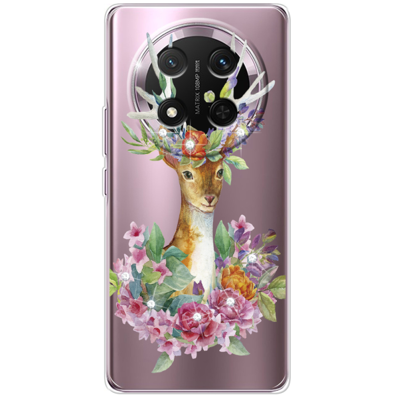 Чохол зі стразами Honor X9c Deer with flowers