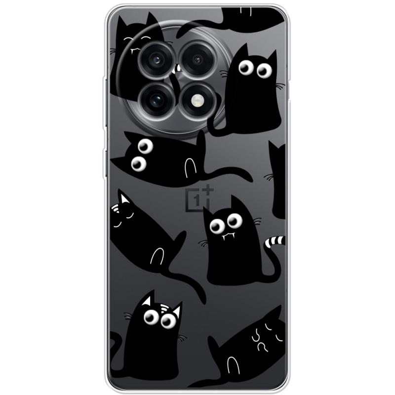 Прозорий чохол BoxFace OnePlus Ace 5 с 3D-глазками Black Kitty