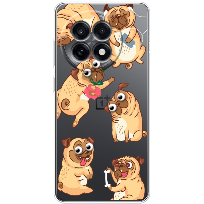 Прозорий чохол BoxFace OnePlus Ace 5 с 3D-глазками Pug