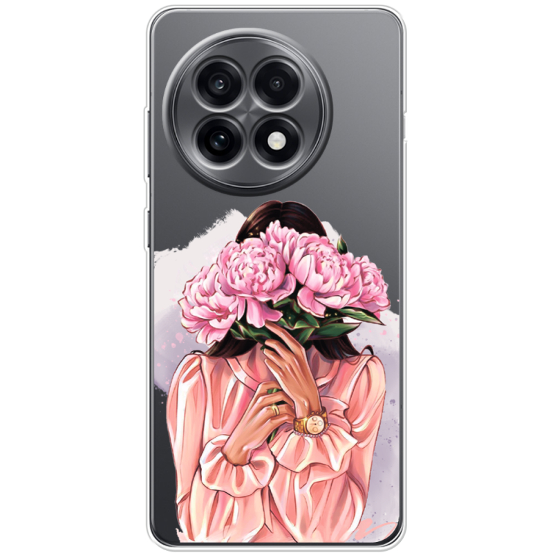 Прозорий чохол BoxFace OnePlus Ace 5 Девушка с Пионами