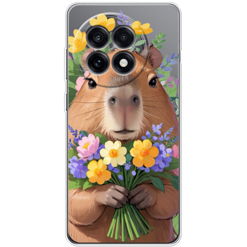 Прозорий чохол BoxFace OnePlus Ace 5 Капибара з квітами