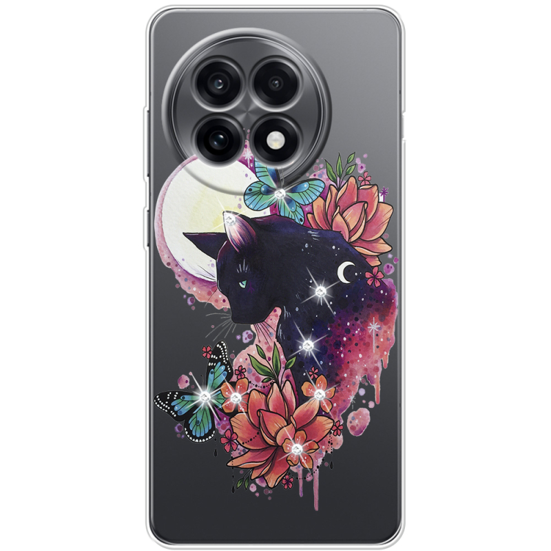 Чохол зі стразами OnePlus Ace 5 Cat in Flowers