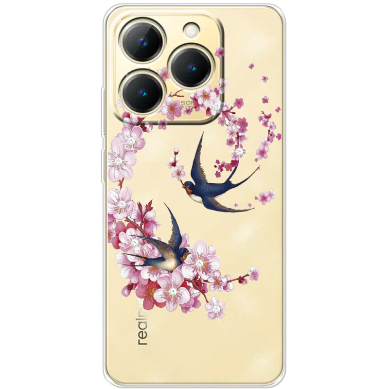 Чохол зі стразами Realme 15T Swallows and Bloom