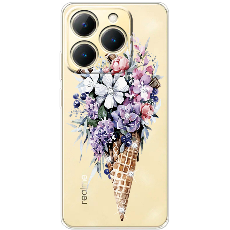Чохол зі стразами Realme 15T Ice Cream Flowers