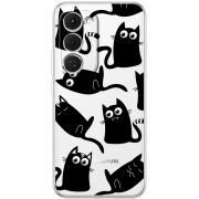 Прозорий чохол BoxFace Tecno Spark 40 Pro Plus с 3D-глазками Black Kitty