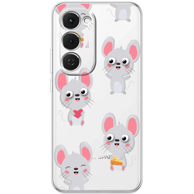 Прозорий чохол BoxFace Tecno Spark 40 Pro Plus с 3D-глазками Mouse