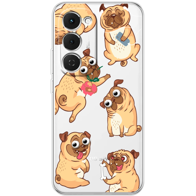 Прозорий чохол BoxFace Tecno Spark 40 Pro Plus с 3D-глазками Pug
