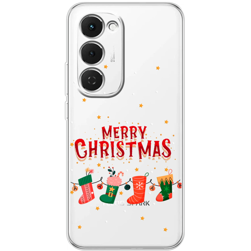Прозорий чохол BoxFace Tecno Spark 40 Pro Plus Merry Christmas