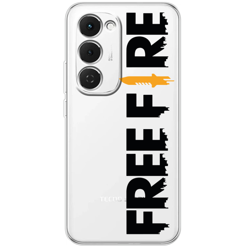 Прозорий чохол BoxFace Tecno Spark 40 Pro Plus Free Fire Black Logo