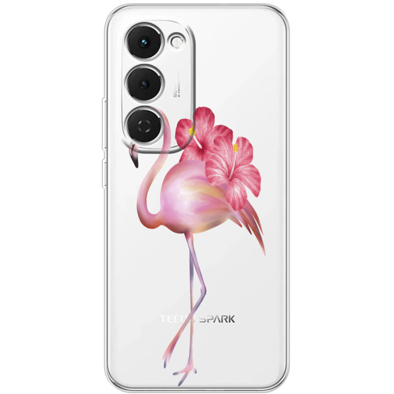 Прозорий чохол BoxFace Tecno Spark 40 Pro Plus Floral Flamingo