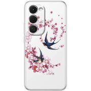 Чохол зі стразами Tecno Spark 40 Pro Plus Swallows and Bloom