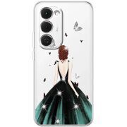 Чохол зі стразами Tecno Spark 40 Pro Plus Girl in the green dress