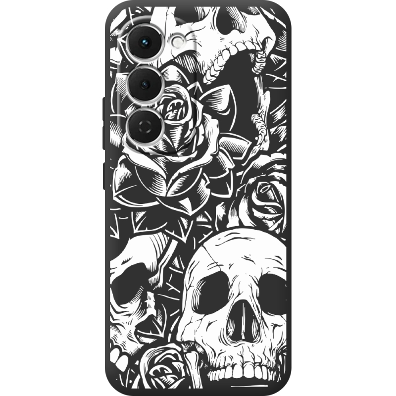 Чорний чохол BoxFace Tecno Spark 40 Pro Plus Skull and Roses