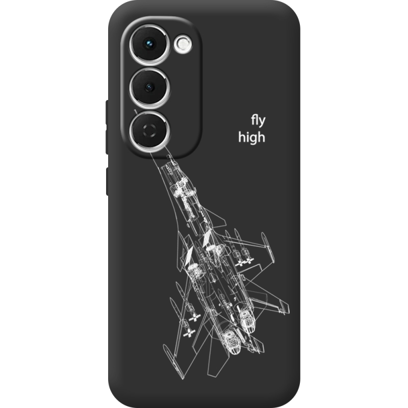 Чорний чохол BoxFace Tecno Spark 40 Pro Plus Військовий літак