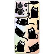 Прозорий чохол BoxFace OPPO Reno 8 5G с 3D-глазками Black Kitty