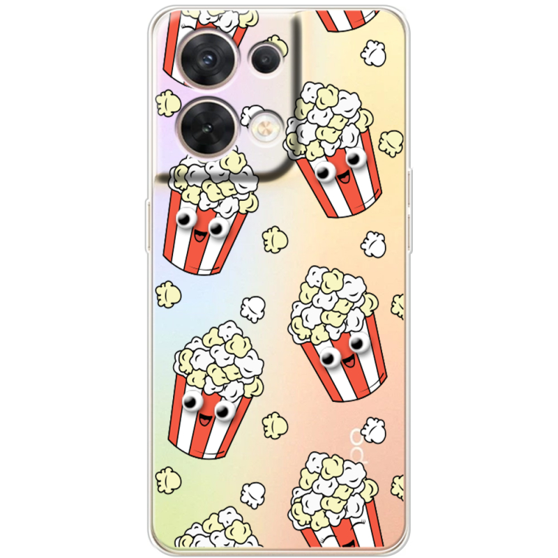 Прозорий чохол BoxFace OPPO Reno 8 5G с 3D-глазками Popcorn