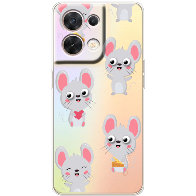 Прозорий чохол BoxFace OPPO Reno 8 5G с 3D-глазками Mouse