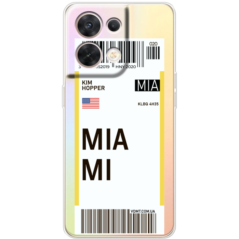 Прозорий чохол BoxFace OPPO Reno 8 5G Ticket Miami
