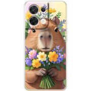 Прозорий чохол BoxFace OPPO Reno 8 5G Капибара з квітами