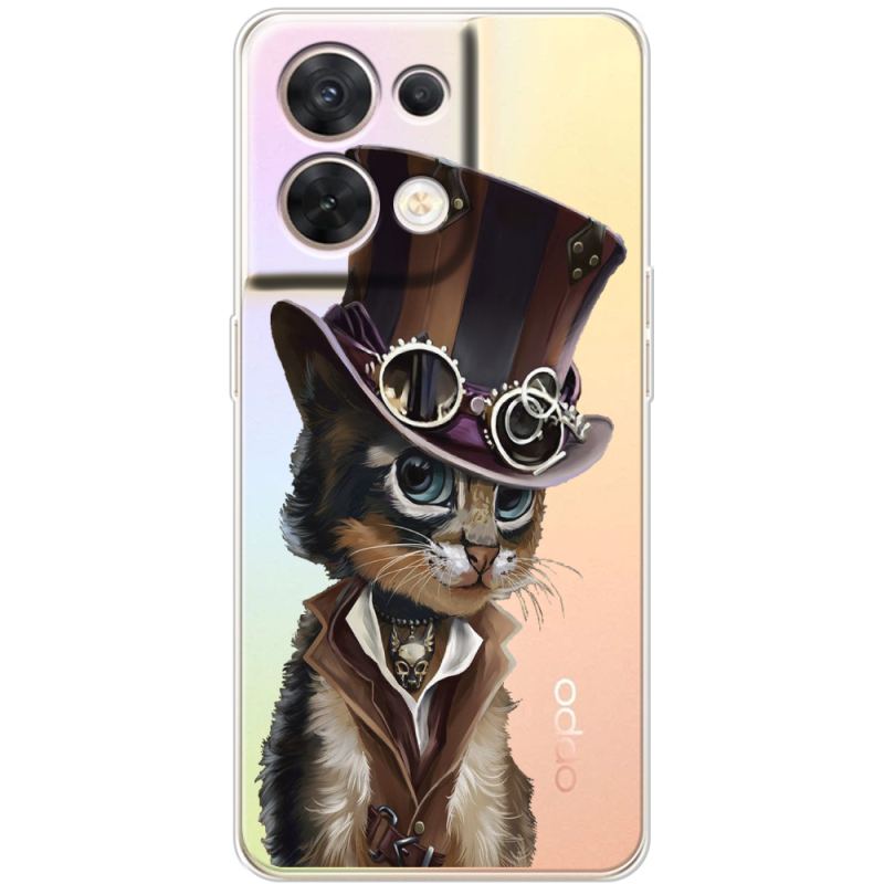 Прозорий чохол BoxFace OPPO Reno 8 5G Steampunk Cat