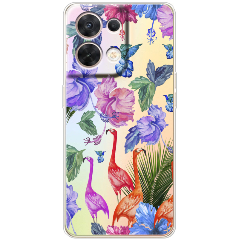 Прозорий чохол BoxFace OPPO Reno 8 5G Flamingo
