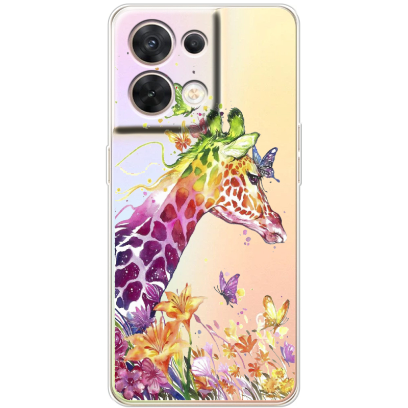 Прозорий чохол BoxFace OPPO Reno 8 5G Colorful Giraffe
