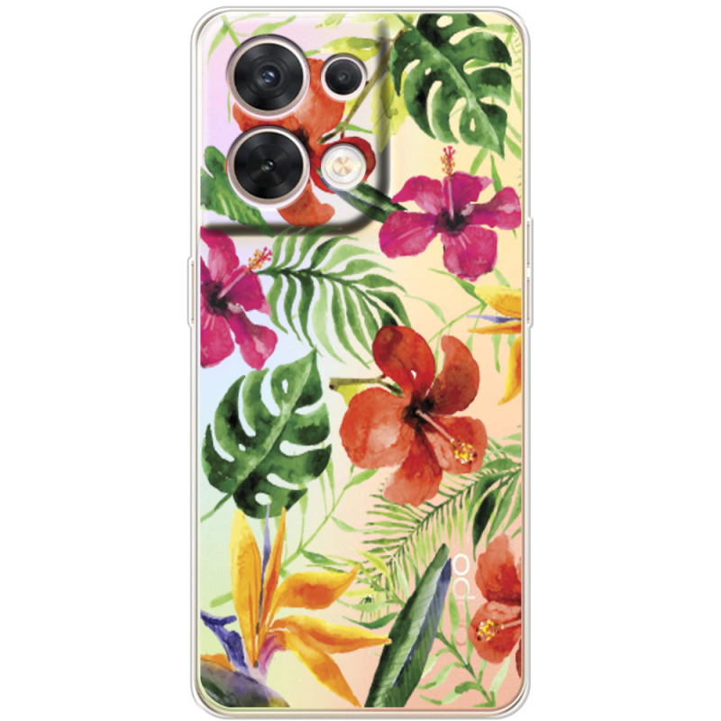 Прозорий чохол BoxFace OPPO Reno 8 5G Tropical Flowers