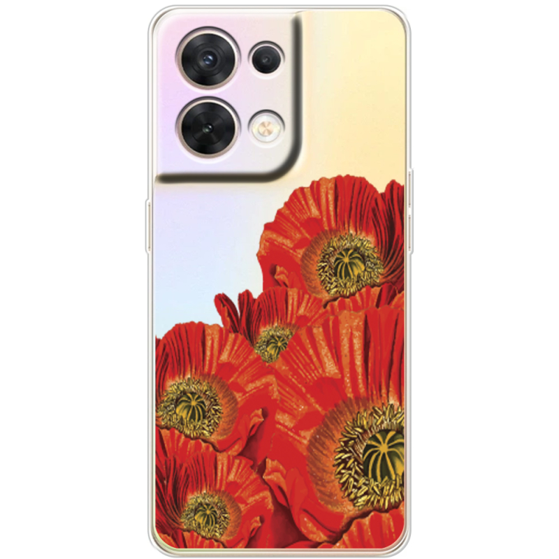Прозорий чохол BoxFace OPPO Reno 8 5G Red Poppies